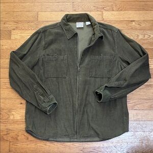 Vintage Quizz Again Olive Green Ribbed Zip Up Jacket